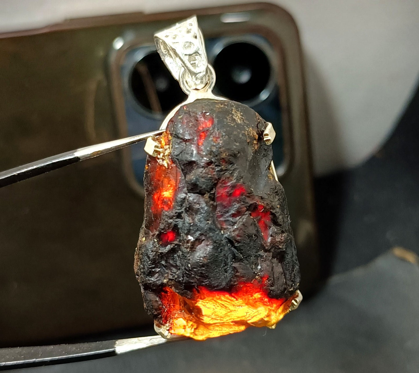 Natural Handmade 46.85 Ct Amber Rough Sterling Solid Silver Pendant Gemstone