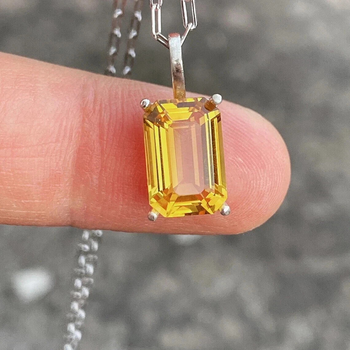 20 Ct Nice Emerald Topaz Gemstone 925 Sterling Silver Handmade Certified Pendant