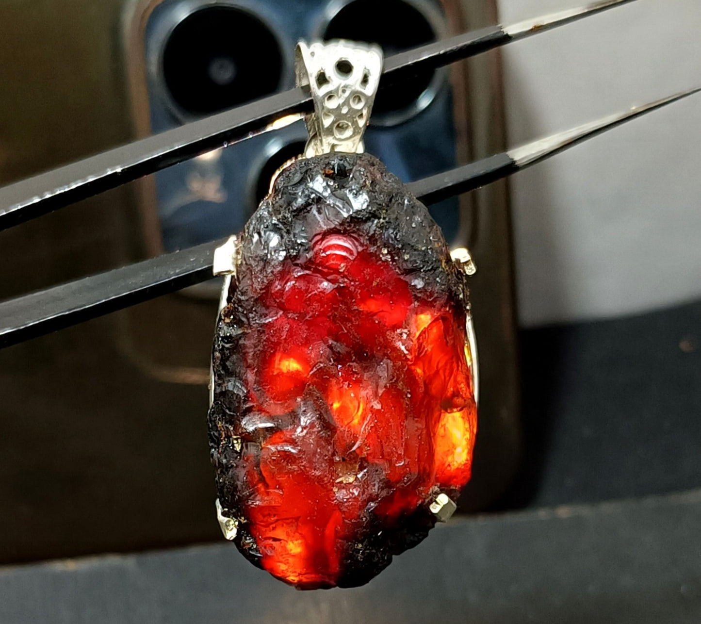 Natural Handmade 55.35 Ct Amber Rough Sterling Solid Silver Pendant Gemstone