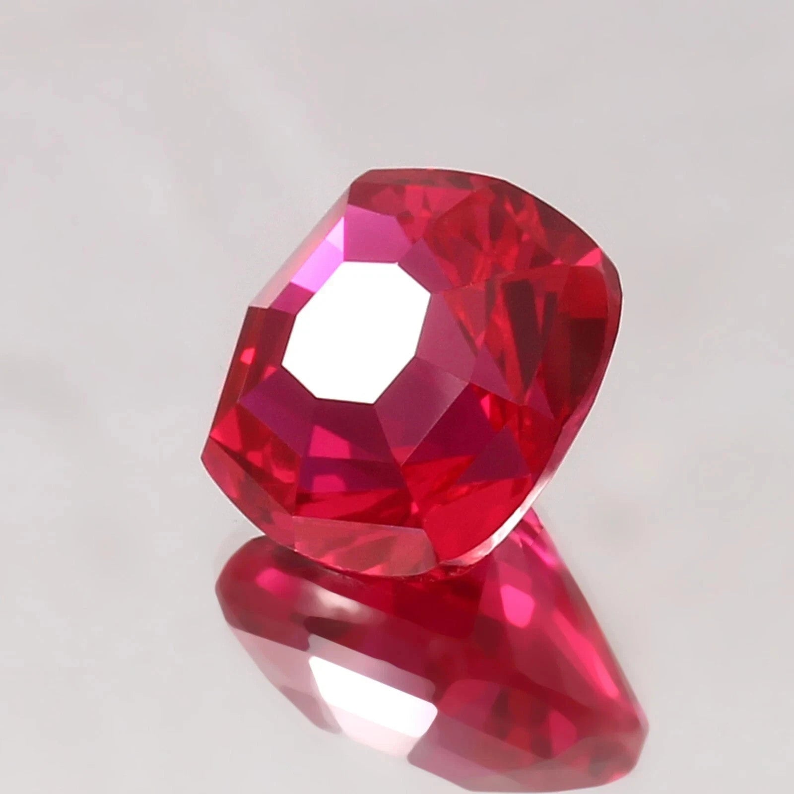 AAA Mozambique Pegion Red Ruby Mastercut Cushion Loose Stepcut Gemstone 15x15 MM