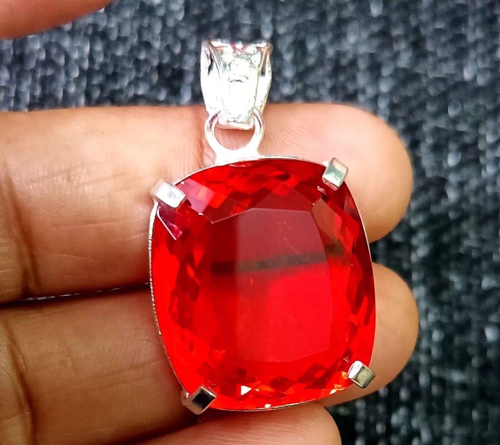 Certified Natural 55.70Ct Brazilian Red Cushion Cut Topaz Pendant Loose Gemstone