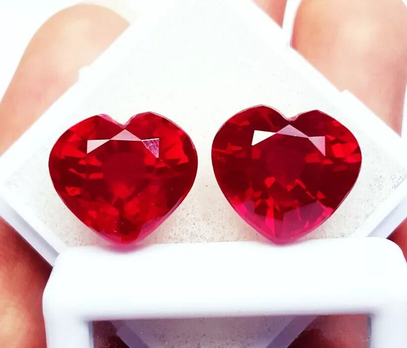18 Ct Natural Red Ruby Excellent Heart Cut Certified Pair Loose Gemstone H15