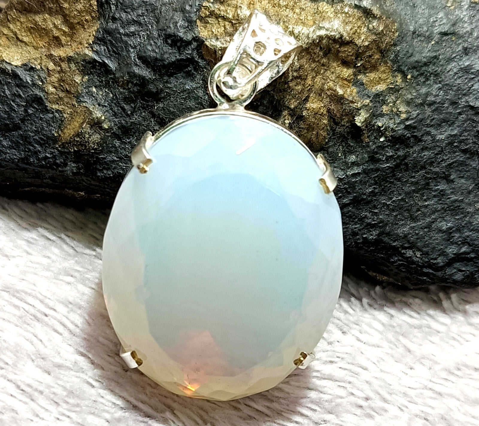 EGL Certified 108.30 Ct Natural Opal 925 Solid Silver Pendant Loose Gemstone