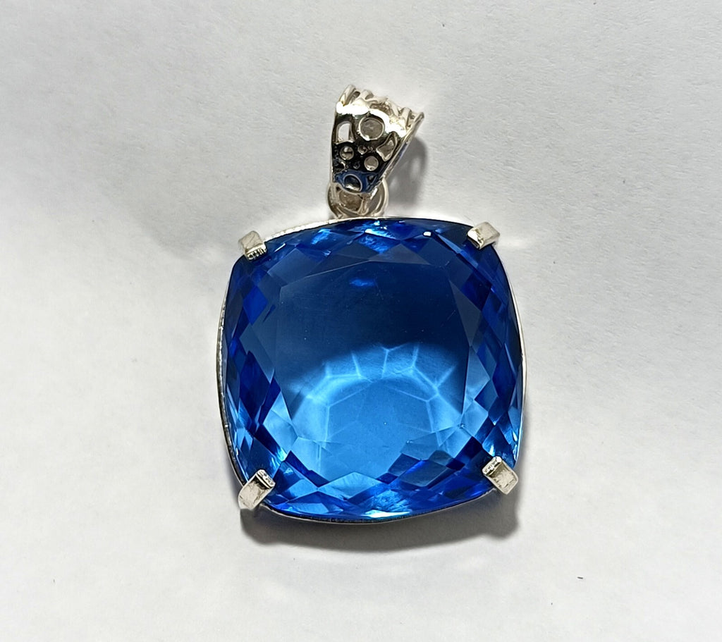 Certified Natural 89.00 Ct Brazilian Blue  Cushion Topaz Pendant Loose Gemstone