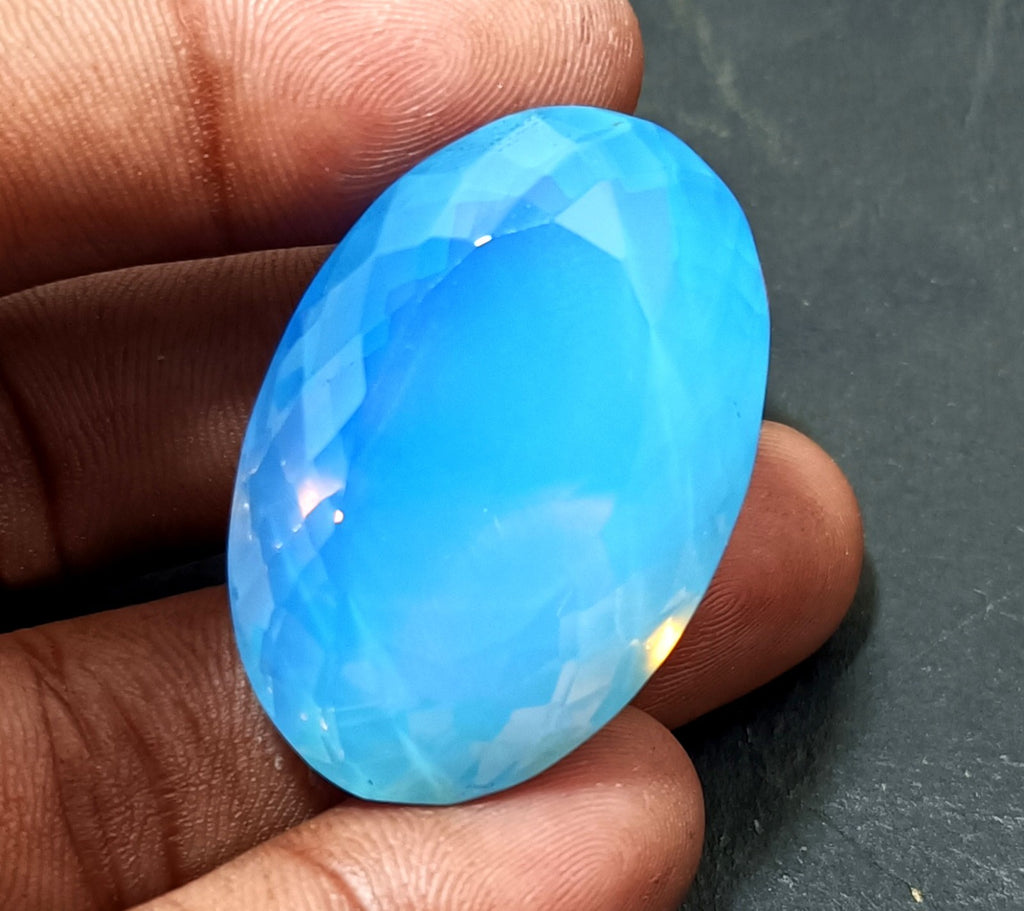 86.10  Ct Natural Blue Opal Oval Cut Welo Australian EGL Certified Gemstone
