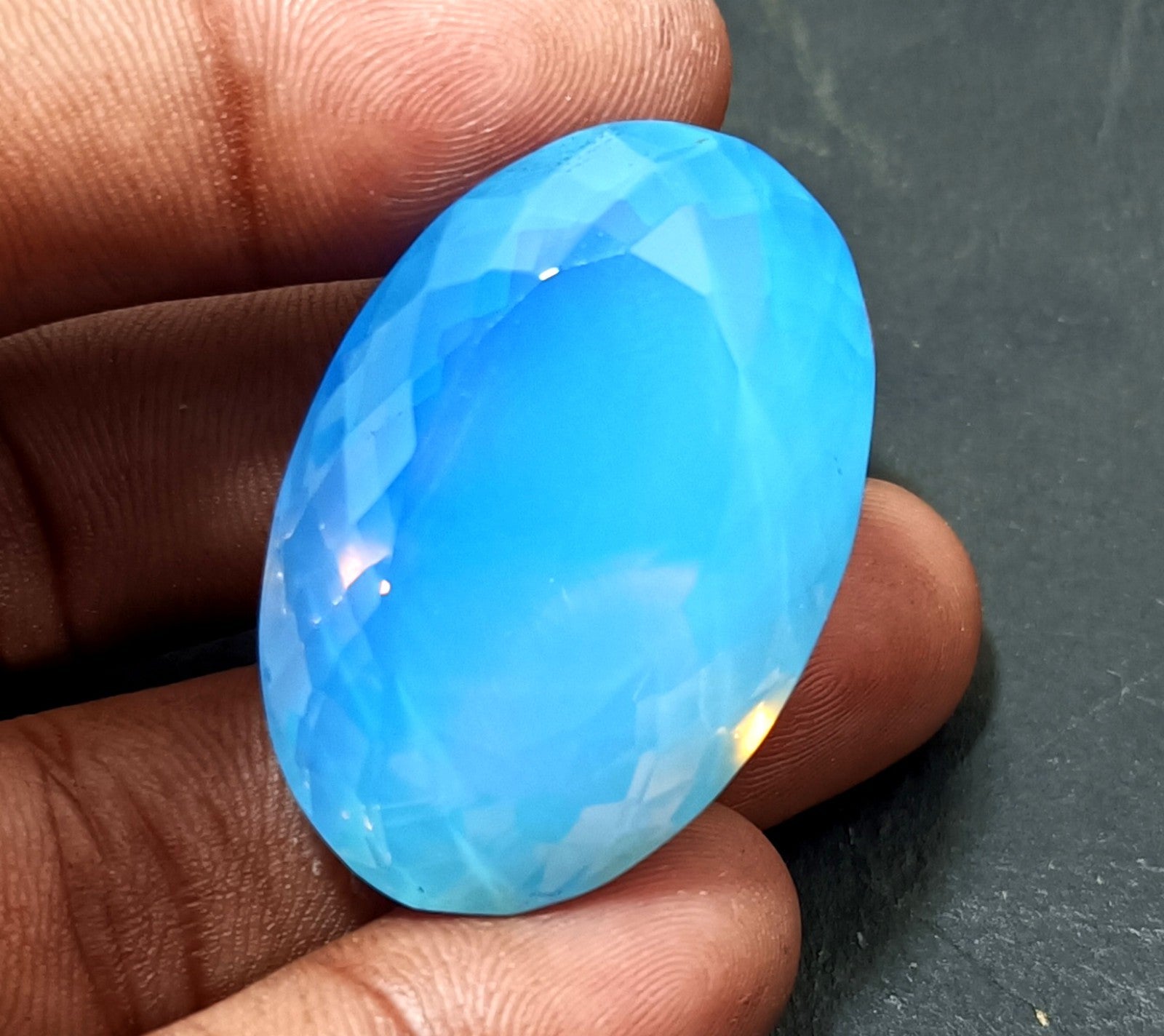 86.10  Ct Natural Blue Opal Oval Cut Welo Australian EGL Certified Gemstone