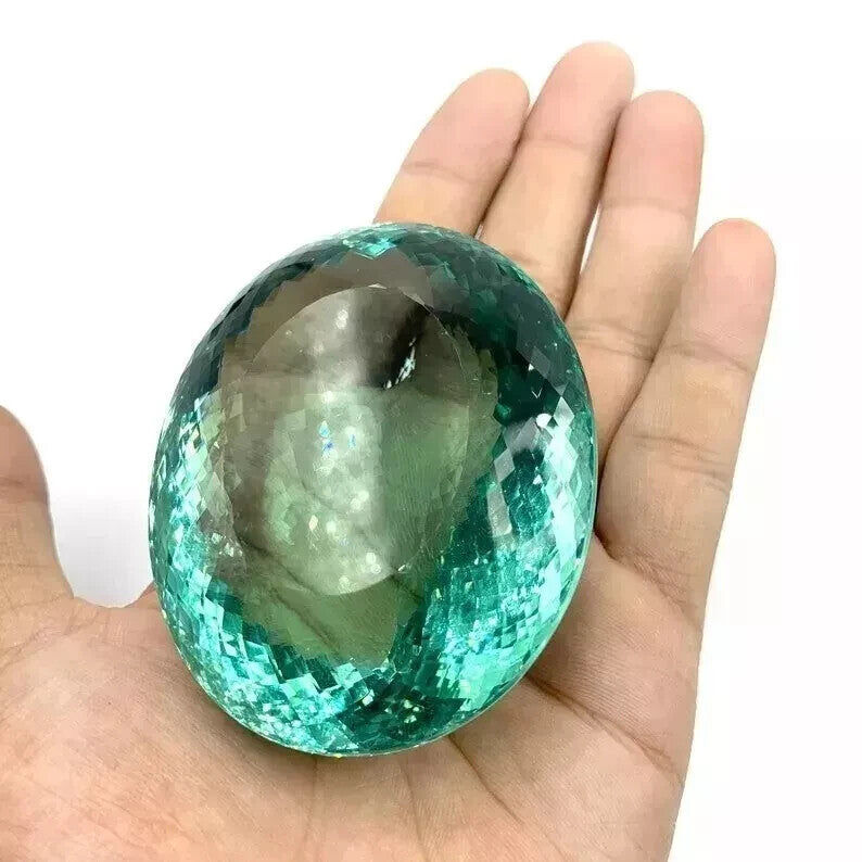 Ocean Blue 156.55 Ct Certified Huge Topaz Oval Cut Brazilian Flawless Gemstone