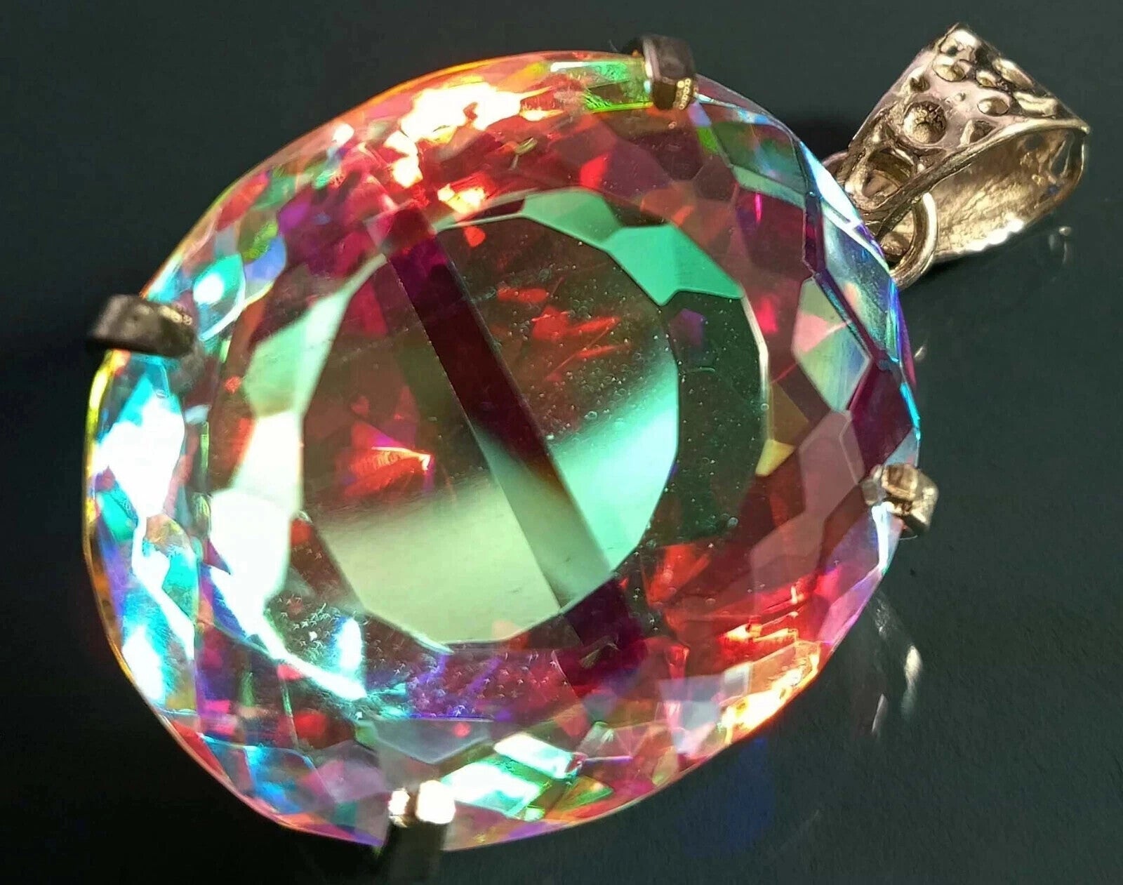 65.80 Ct EGL Certified Natural Mystic 925 Solid Silver Pendant Loose Gemstone