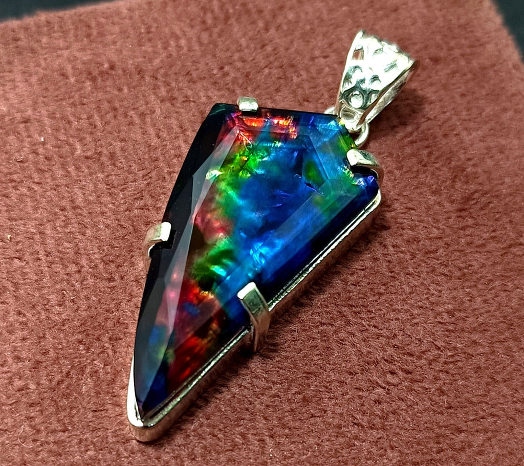 49.25 Ct Natural Ammolite Opal Doublet Pendant Multi-Color Rare Loose GEMSTONE