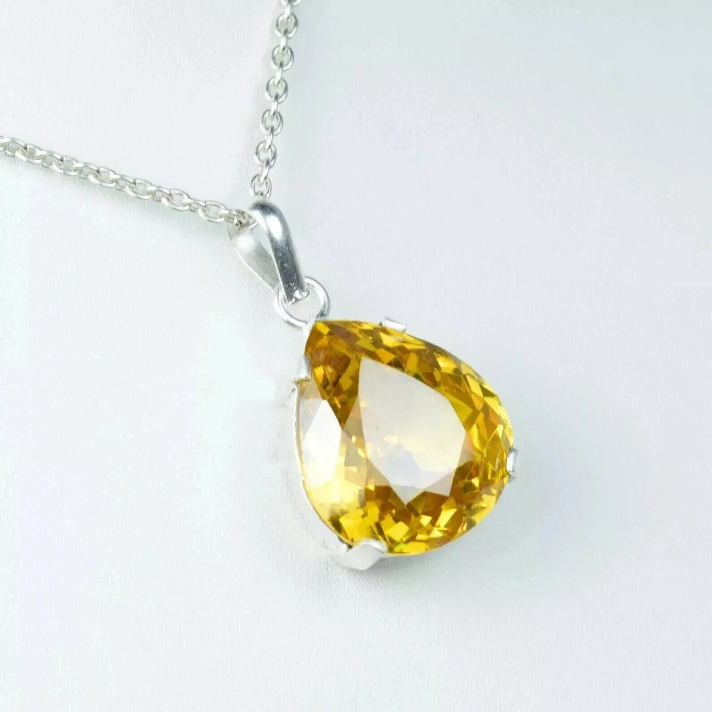 Natural Zircon Yellow Pendant 50.20 Ct+ Solid Silver Certified Flawless Gemstone
