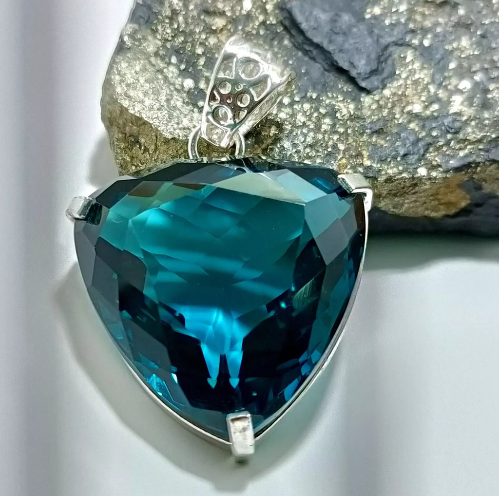London Blue Topaz Pendant 925 Sterling Silver Pendant Gemstone Jewelry 81.50 Ct