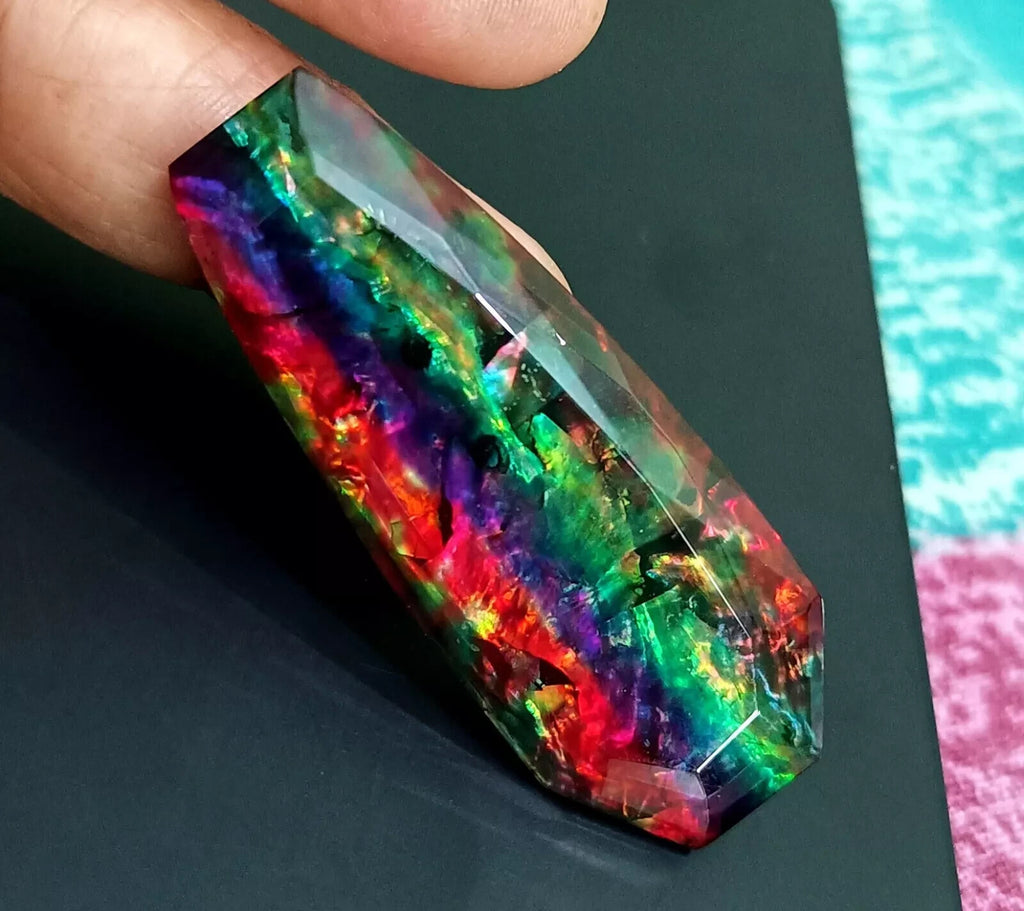59.49 Ct Natural Ammolite Opal-Like Organic Fancy Doublet Loose Rare GEMSTONE