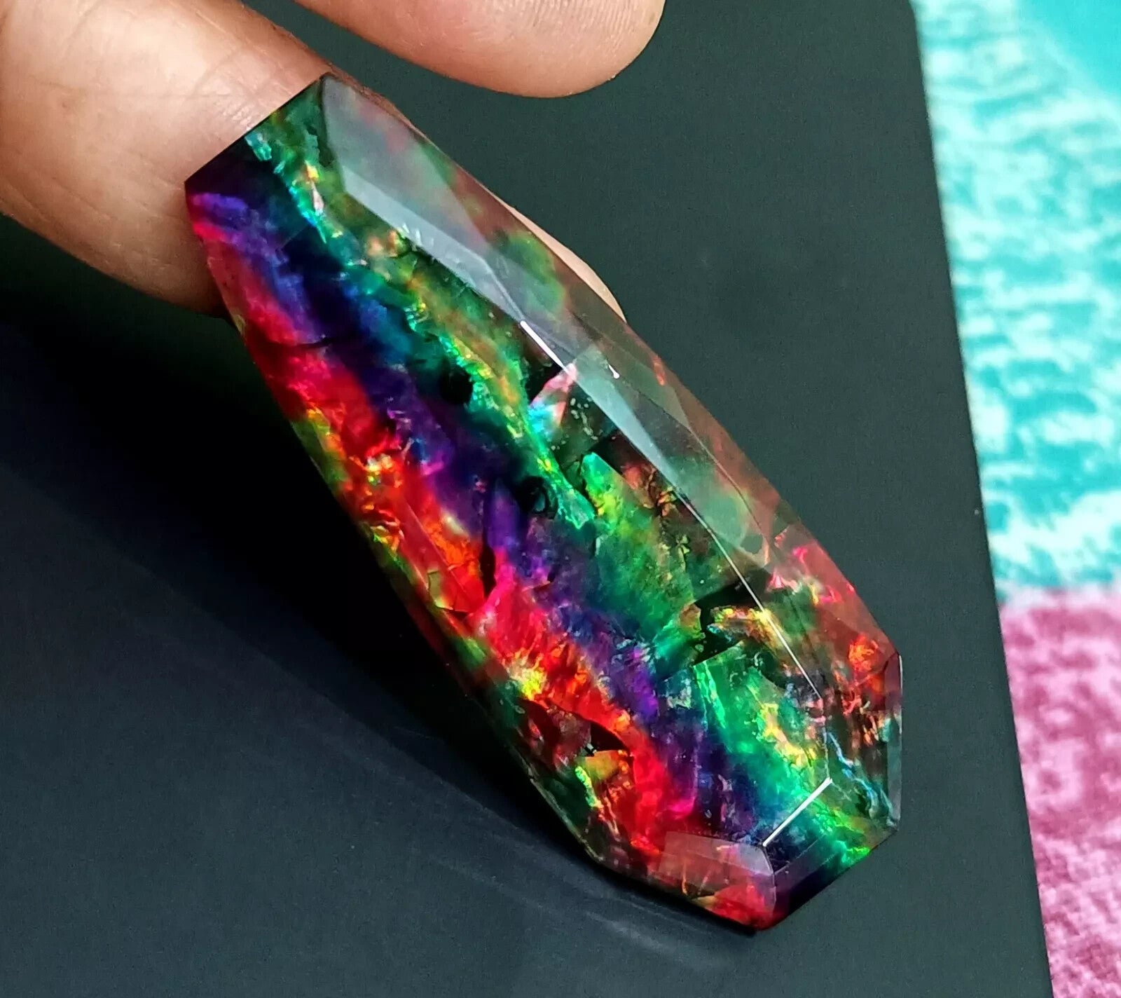 59.49 Ct Natural Ammolite Opal-Like Organic Fancy Doublet Loose Rare GEMSTONE