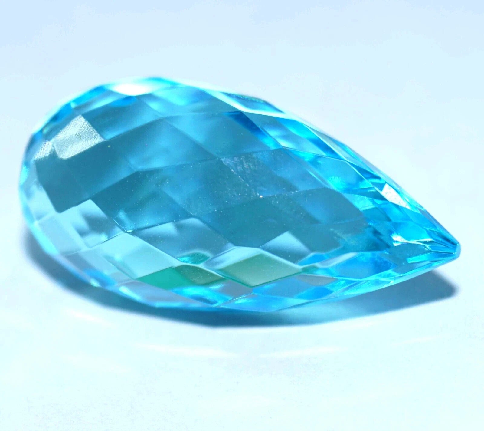 49.35 Ct Drop Cut Natural EGL Certified Brazilian Sky Blue Topaz Loose Gemstone