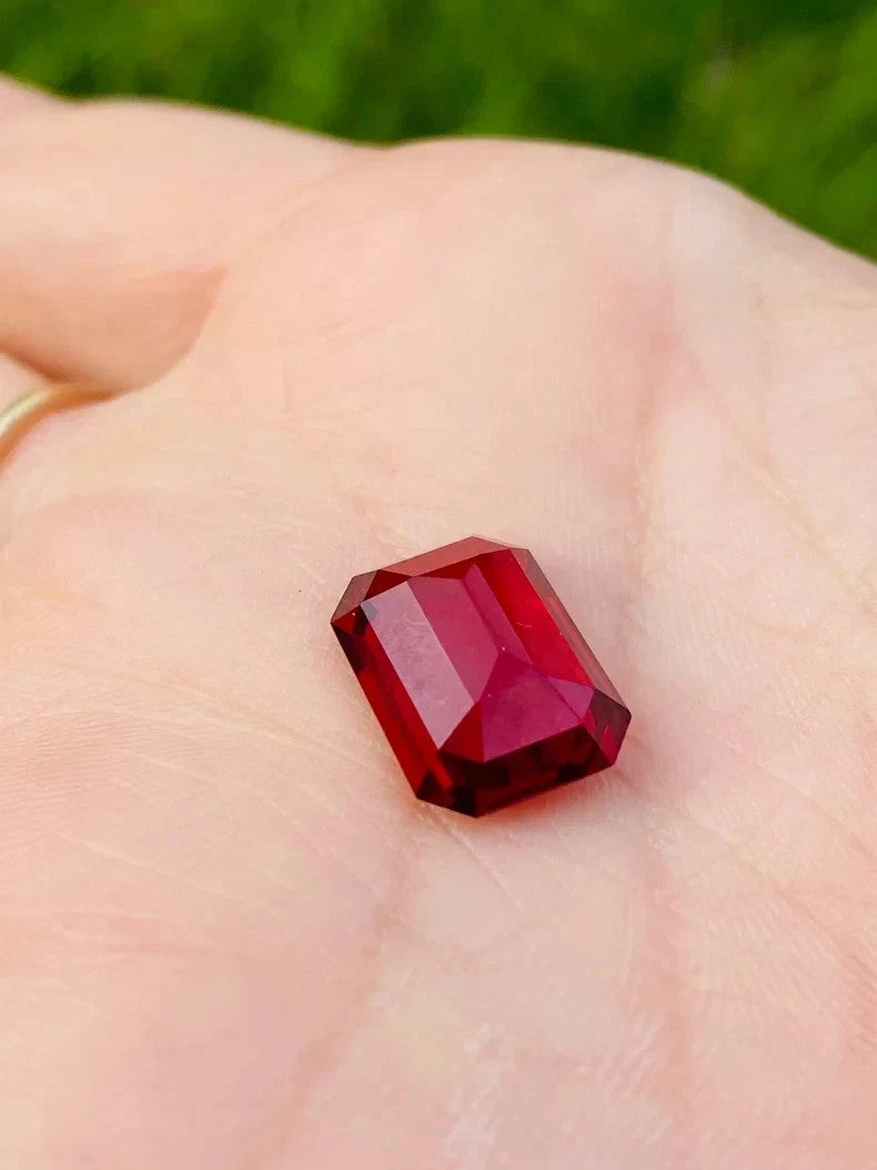 Natural Mozambique Blood Ruby 12.00 Ct Emerald Cut Loose GEMSTONE GIE Certified