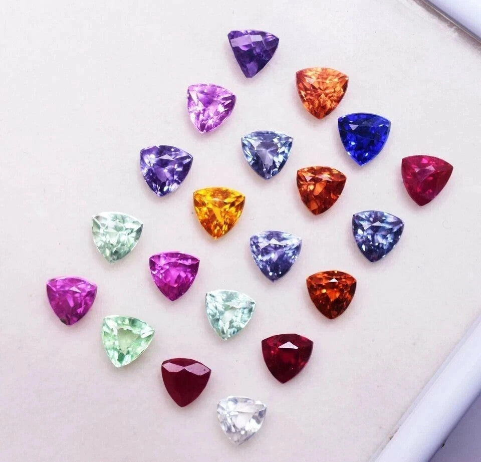 AAA 6 mm 10 Pcs Natural Mix Color Sapphire Trillion Certified Loose Gemstone Lot