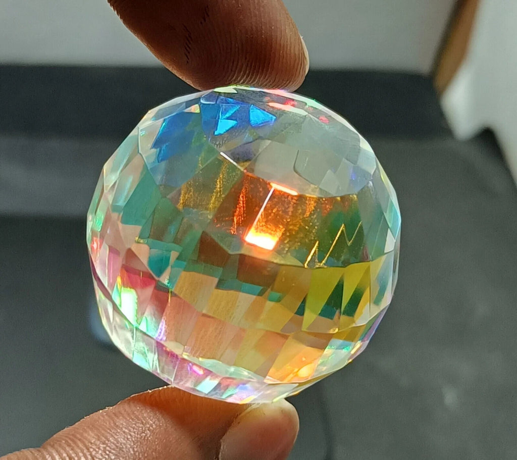 246.40 Ct+ Top Natural Rainbow Mystic Topaz Ball Shape Brilliant Loose Gemstone