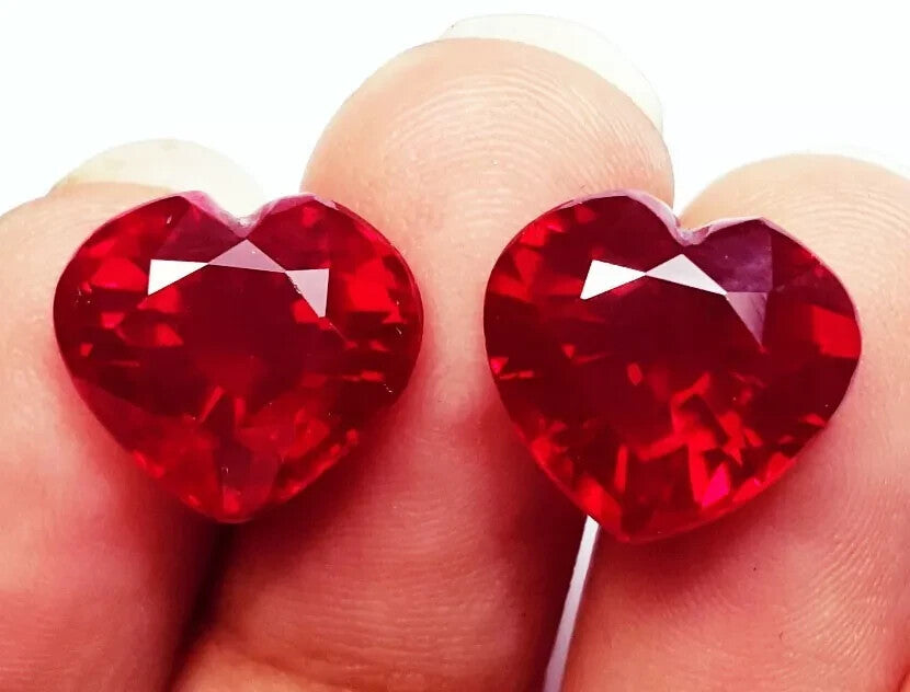18 Ct Natural Red Ruby Excellent Heart Cut Certified Pair Loose Gemstone H15