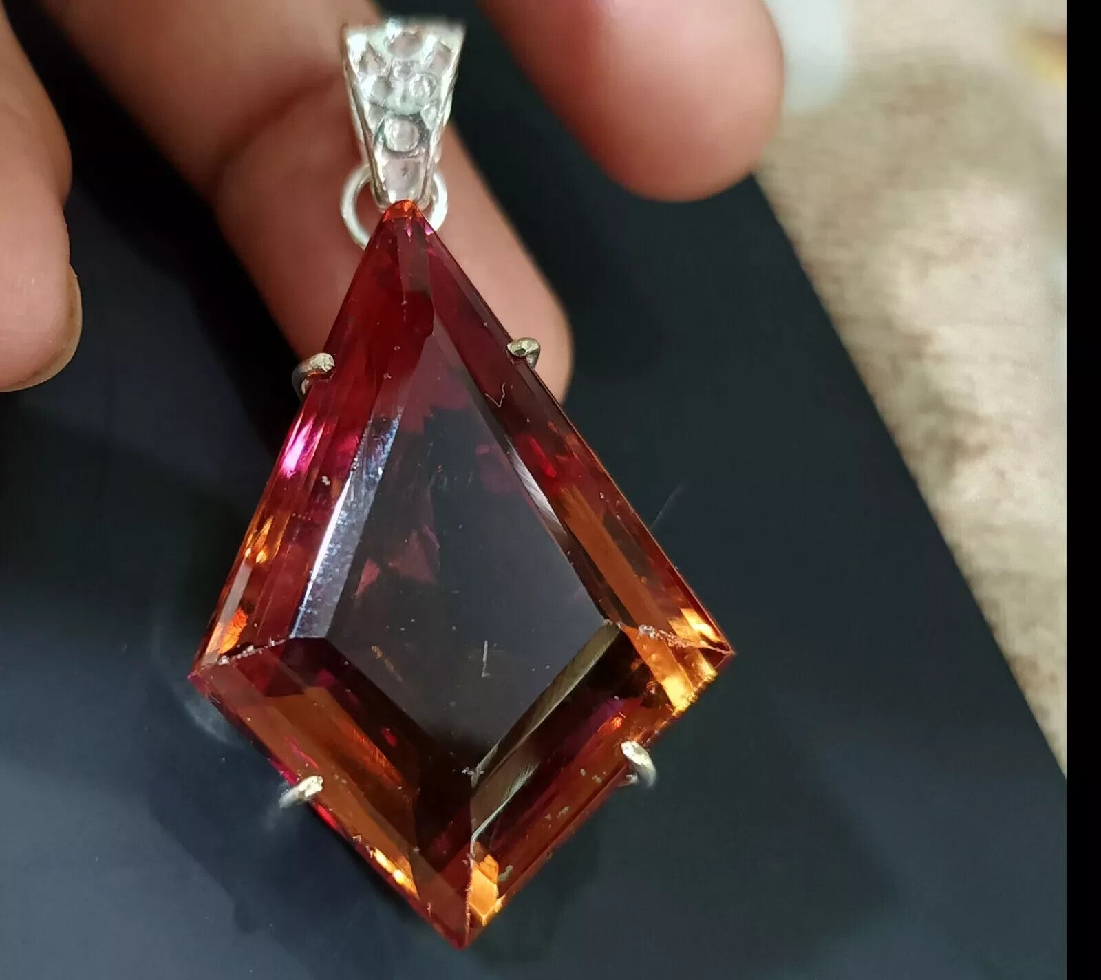 98.05 Ct Natural 7 Color Zultanite Pendant 925 Silver Loose Certified Gemstone