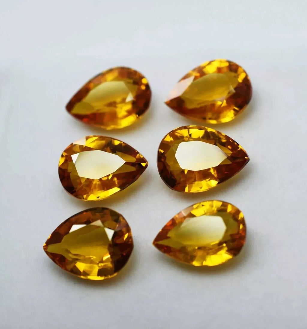48 Ct Natural CERTIFIED Ceylon Sapphire Yellow 6 Pcs Lot Pear Loose Gemstone