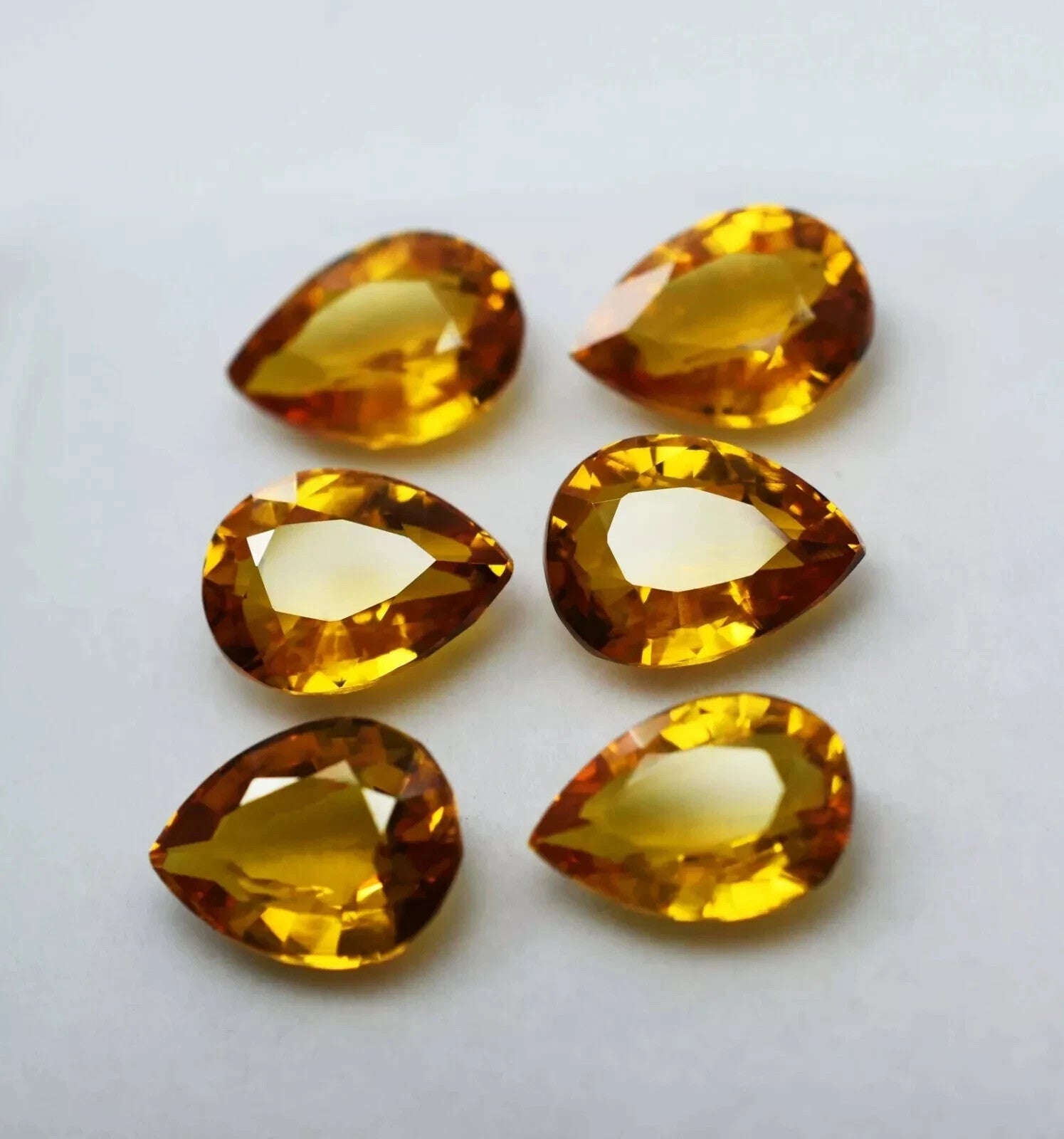 48 Ct Natural CERTIFIED Ceylon Sapphire Yellow 6 Pcs Lot Pear Loose Gemstone