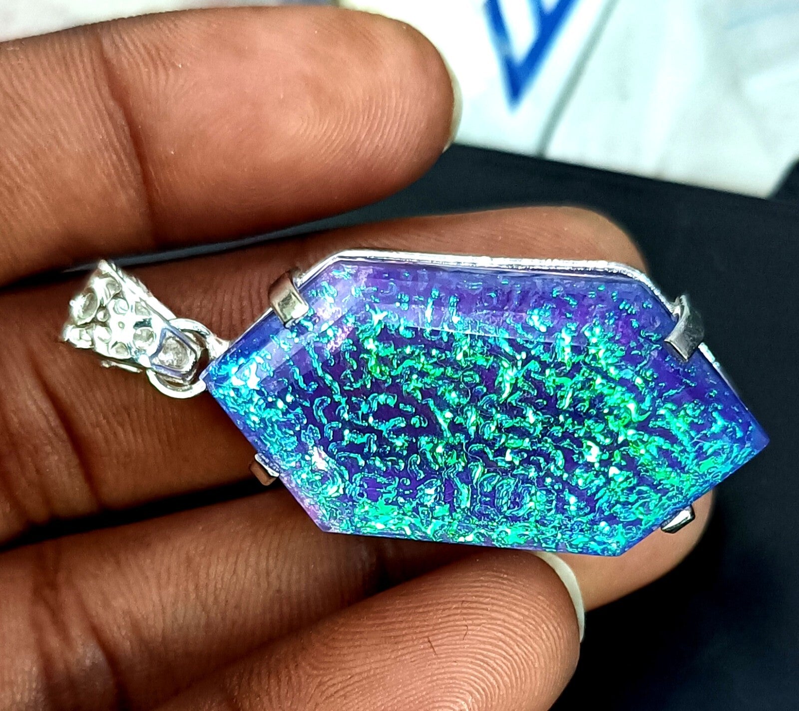 94.10 Ct Emerald Monarch Fire Opal Doublet 925 SolidSilver PendantGemstone