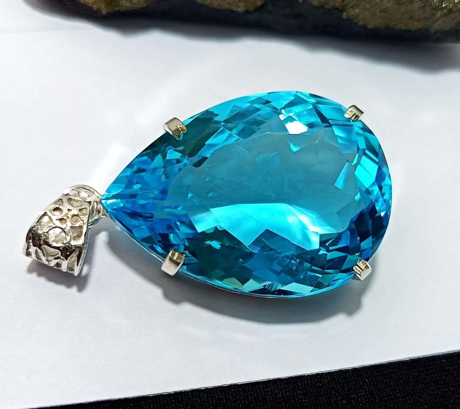 Certified Natural 101.95 Ct Brazilian Blue Pear Topaz Pendant Loose Gemstone