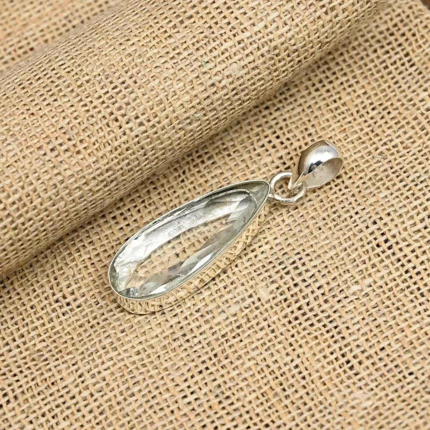 WHITE Topaz Gems Teardrop Sterling Silver Jewelry 30 Ct Handmade Pendant