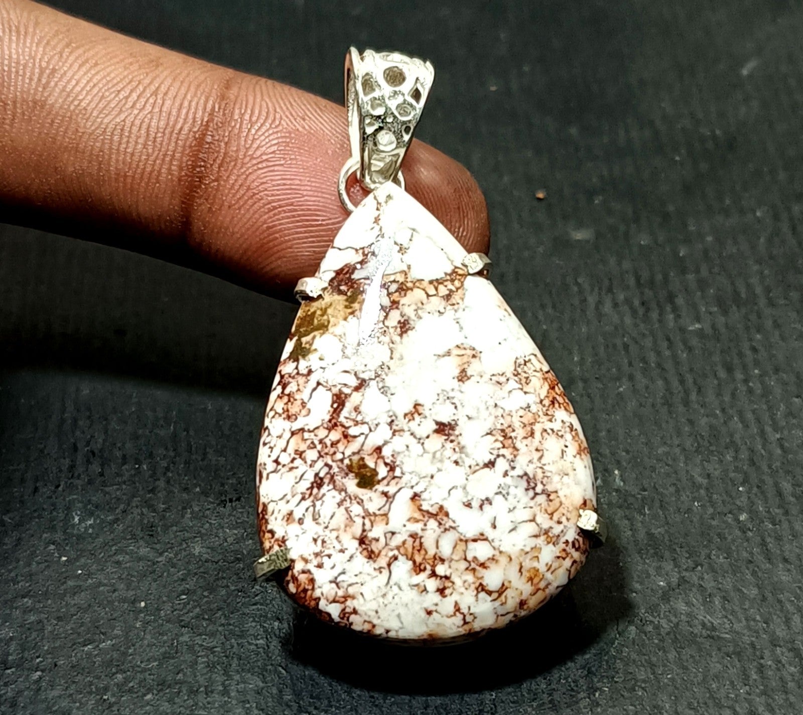 67.50 Ct Natural White Turquoise Pear Cut 925 Solid Silver Pendant Loose Gems