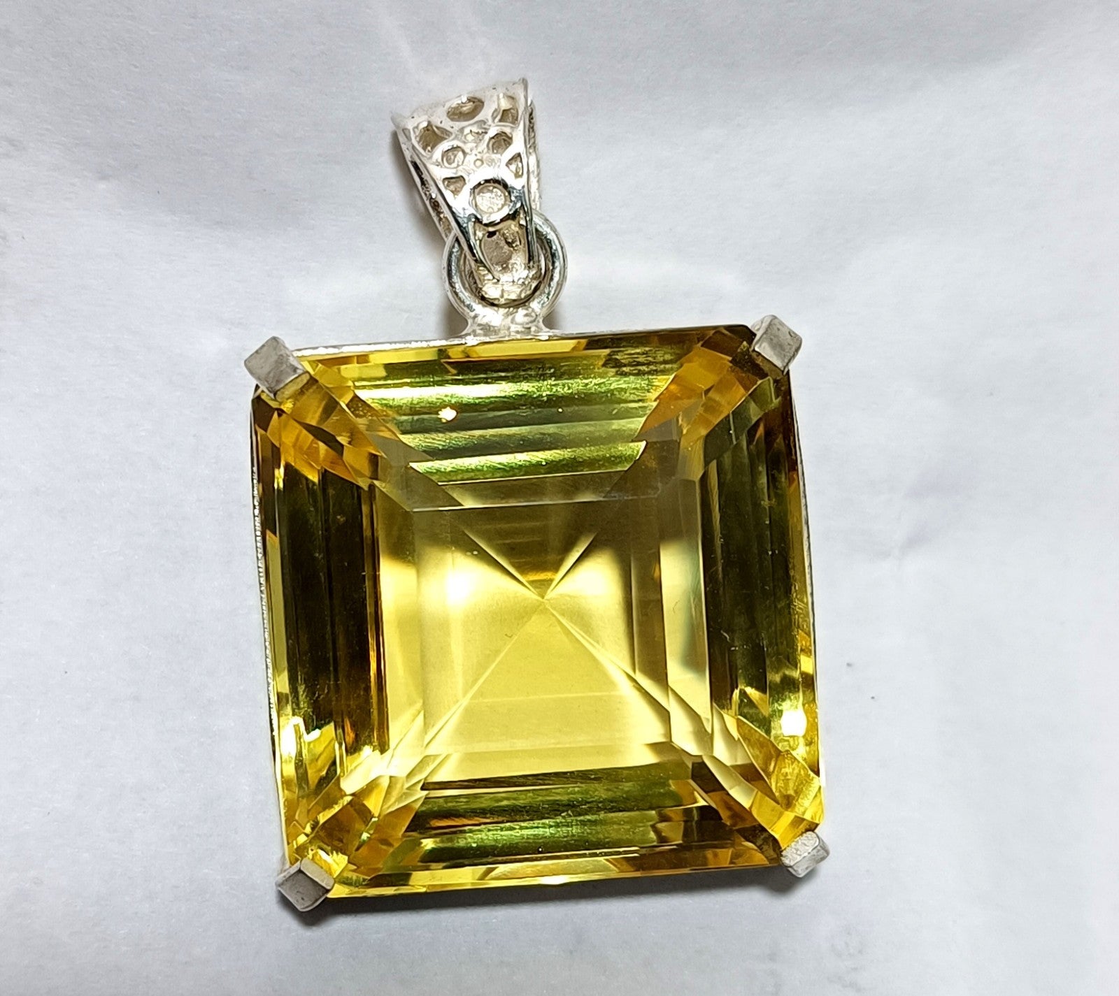94.95 Ct Certified Flewless Topaz 925 Solid Silver Asscher Pendant LooseGemstone