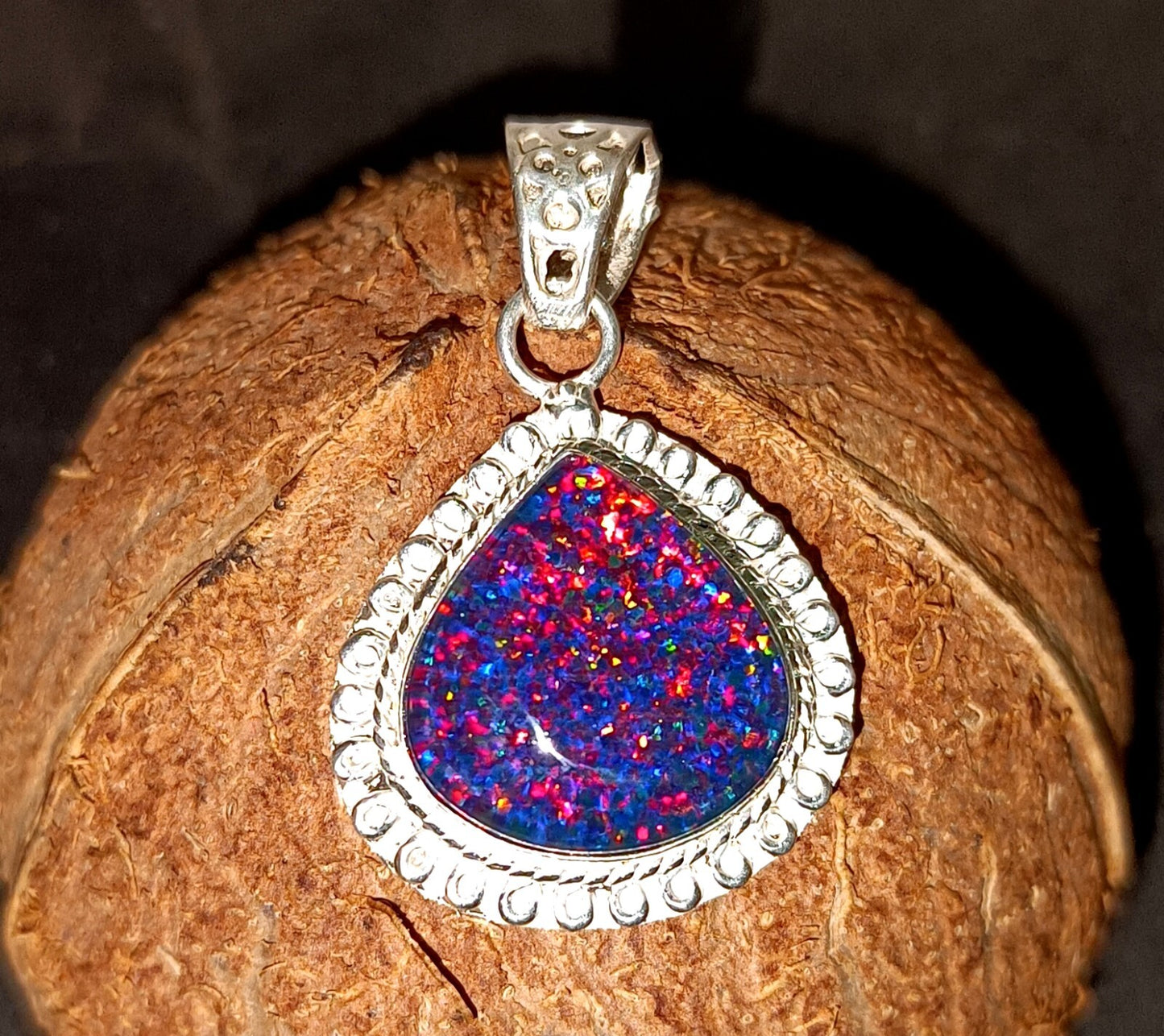 Sterling Silver Triplet Oval Opal Gemstone Handmade Pendant Jewelry 30.05 Ct