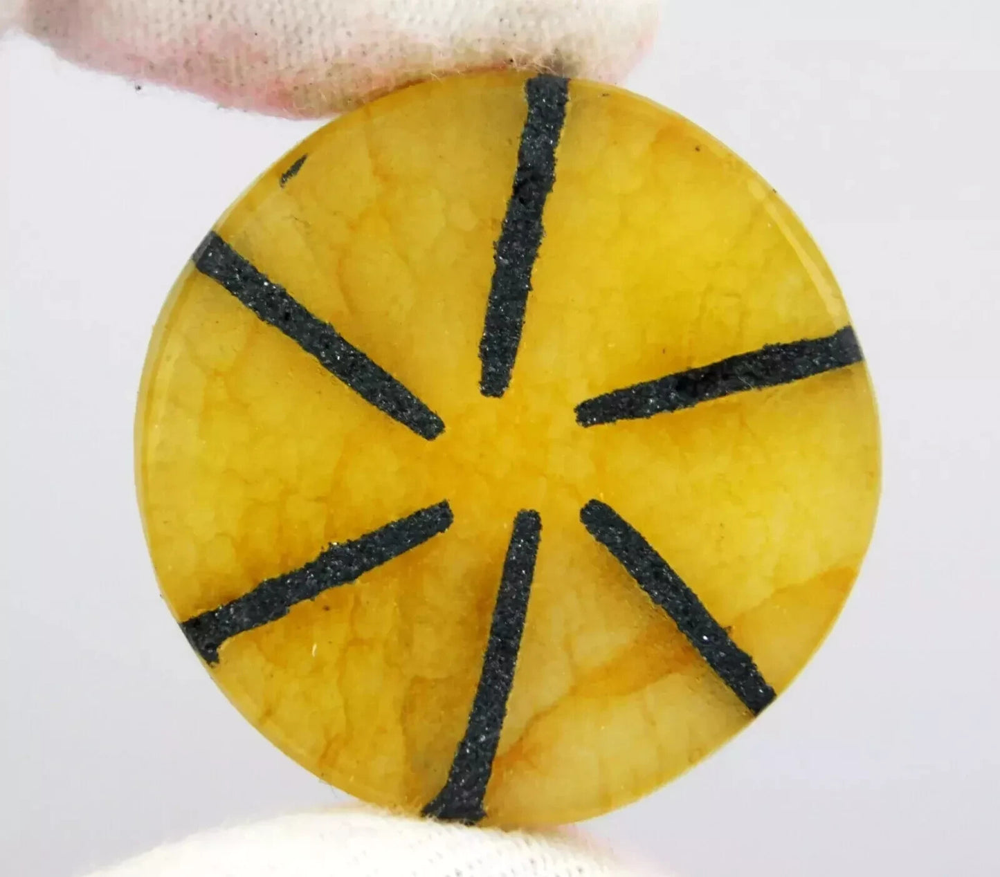 Rare 54.05 Ct Natural Trapiche Yellow Sapphire Round Loose Gemstone Africa