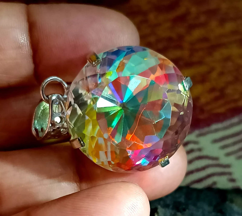 85.20 Ct EGL Certified Natural Mystic 925 Solid Silver Pendant Loose Gemstone