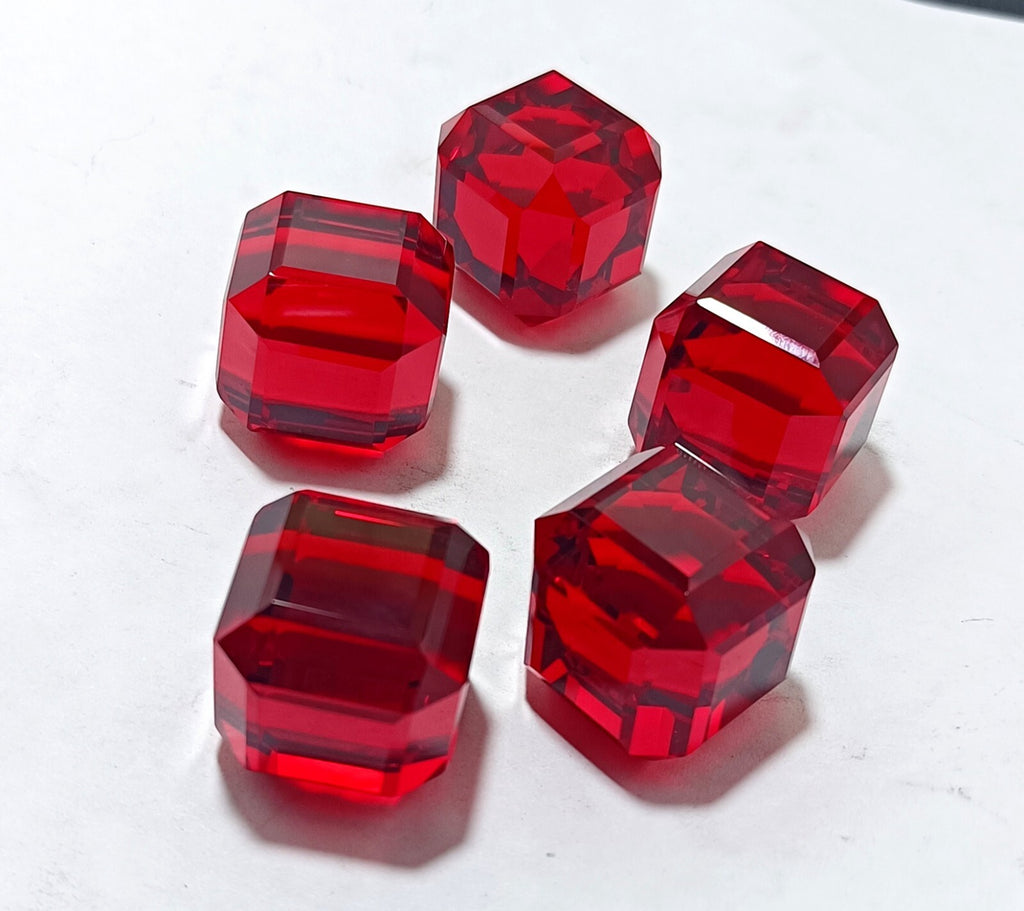 EGL Certified Natural 500 Ct+ Cube Cut Red Topaz Brazilian Loose Gemstone 5 Pcs