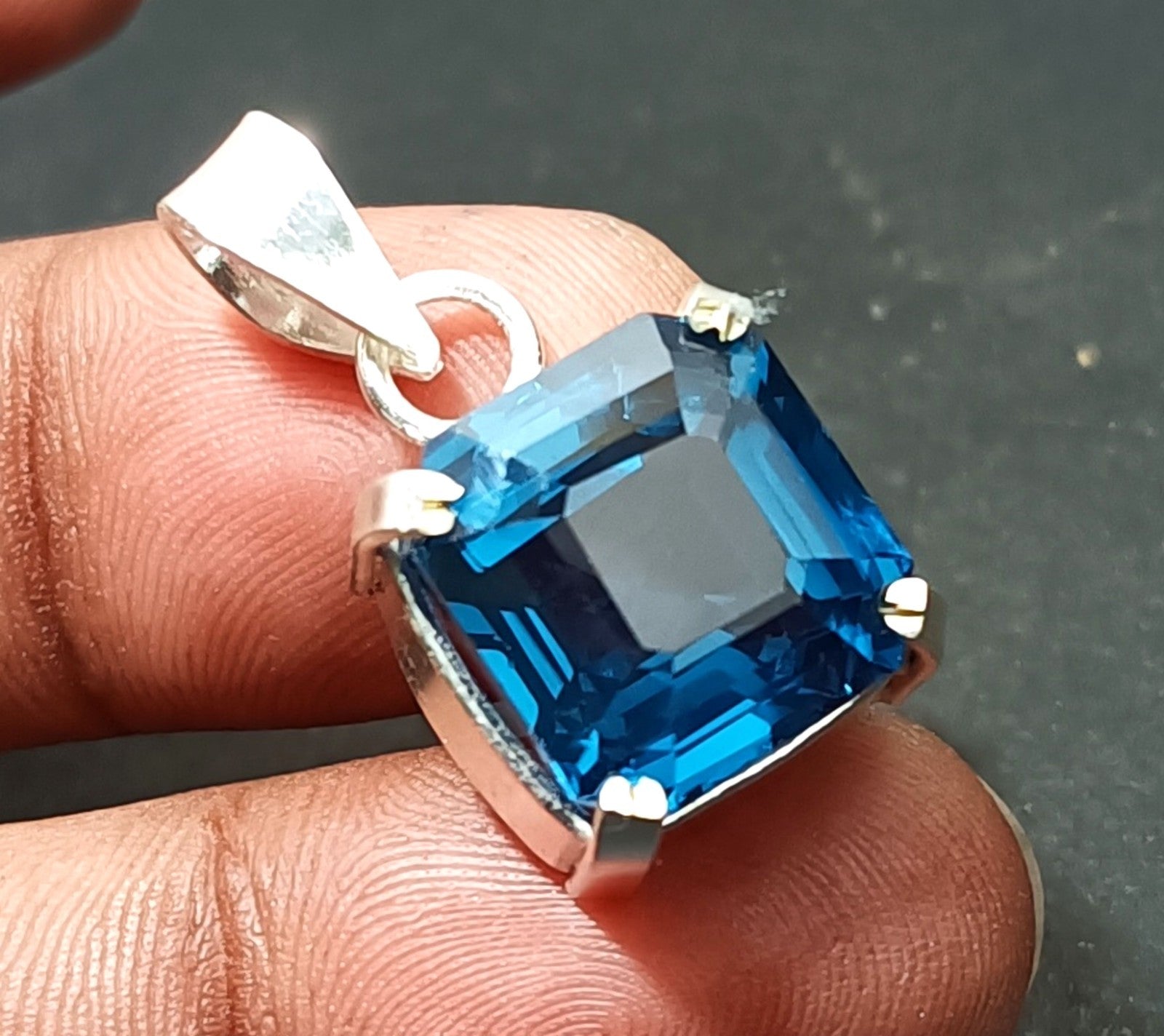 Certified 30 ct Natural Paraiba Tourmaline 925 Silver Pendant Loose Gemstone