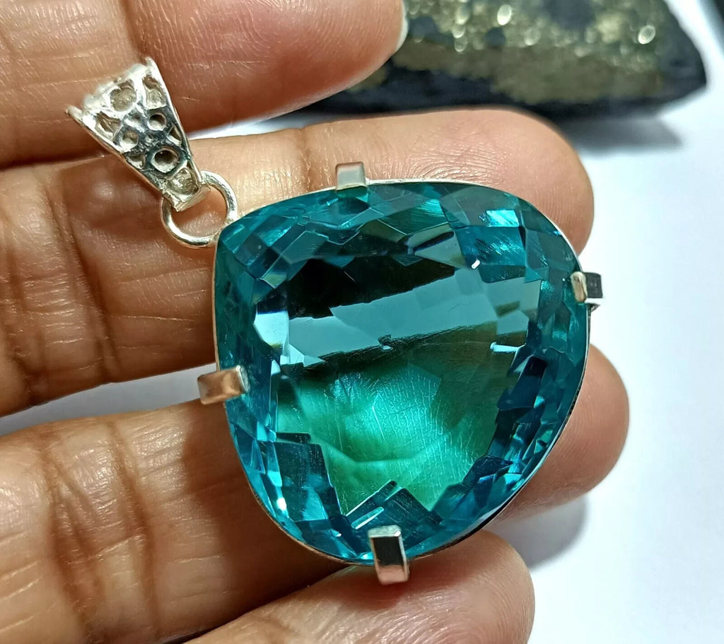 91.05 Ct Certified Lab-Created Topaz 925 Solid Silver Pendant Loose Gemstone