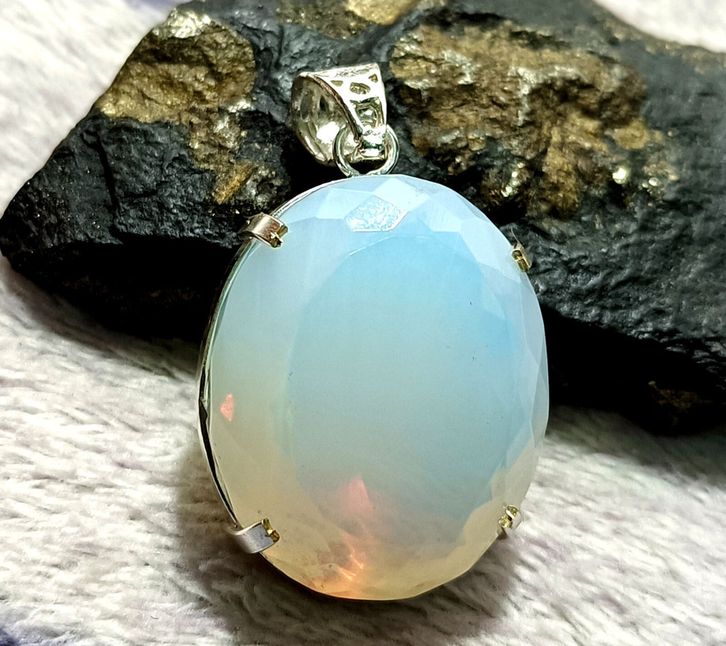 EGL Certified 108.30 Ct Natural Opal 925 Solid Silver Pendant Loose Gemstone