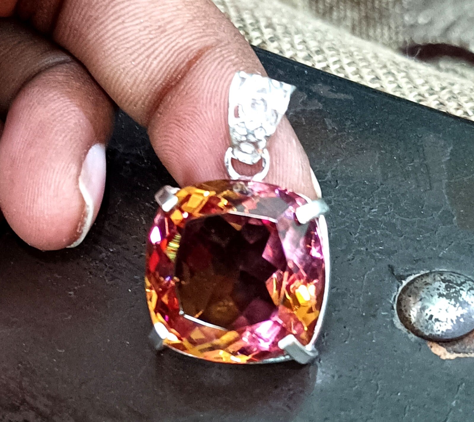 60.55 Ct Natural Zultanite 7 Color Pendant 925 Silver Loose Certified Gemstone