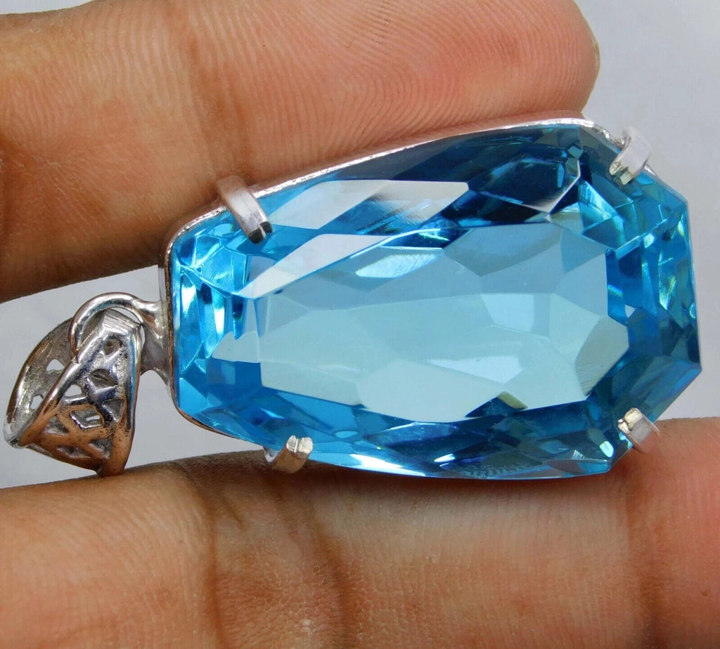 Certified Natural 86 Ct Brazilian Blue FANCY Topaz Pendant Loose Gemstone
