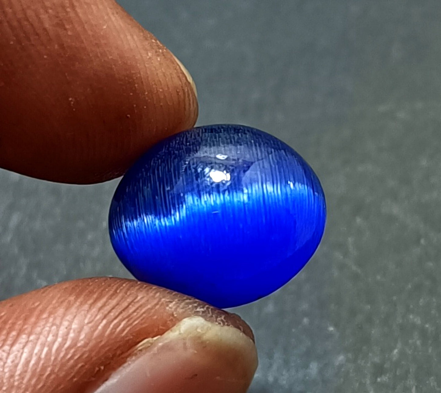 10.20 Ct NATURAL BRAZILIAN Blue Cat Eye Cabochon Cut Loose Certified GEMSTONE