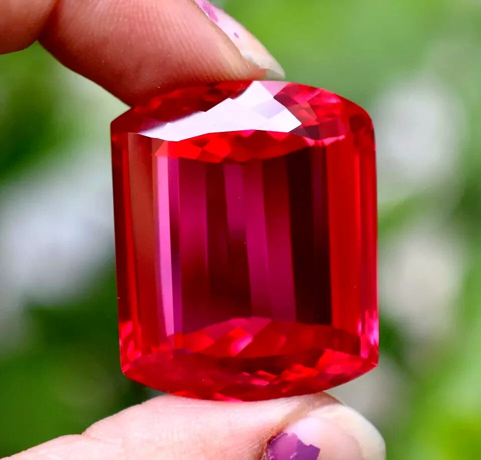 107.85 Ct Natural Red Ruby Mogok Fancy Cut Certified Unheated Loose Gemstone