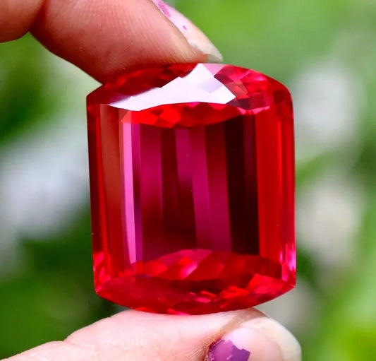 107.85 Ct Natural Red Ruby Mogok Fancy Cut Certified Unheated Loose Gemstone