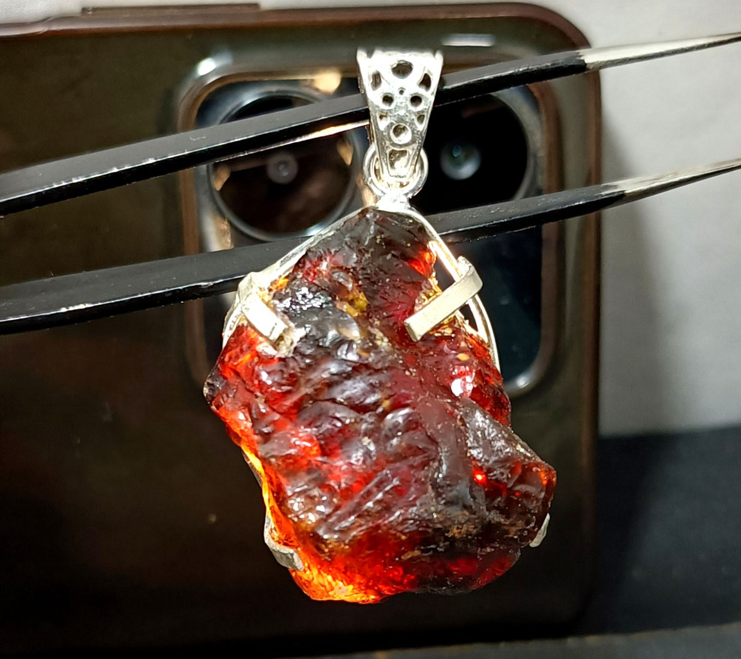 Natural Handmade 49.70 Ct Amber Rough Sterling Solid Silver Pendant Gemstone