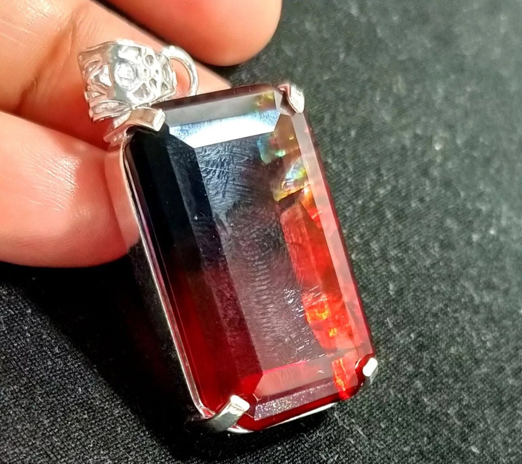 Certified 65.90 Ct Natural Ammolite 925 Solid Silver Pendant Loose Gemstone