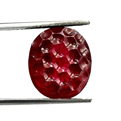 17.45 Ct Natural Certified Red Ruby Honeycomb loose Gemstone Oval Cut Mozambique