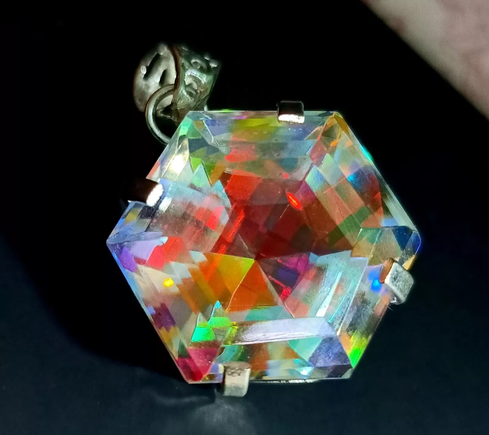 EGL 64.70 Ct+ Natural Mystic Topaz Hexagon Cut 925 Solid Silver Pendant Gemstone