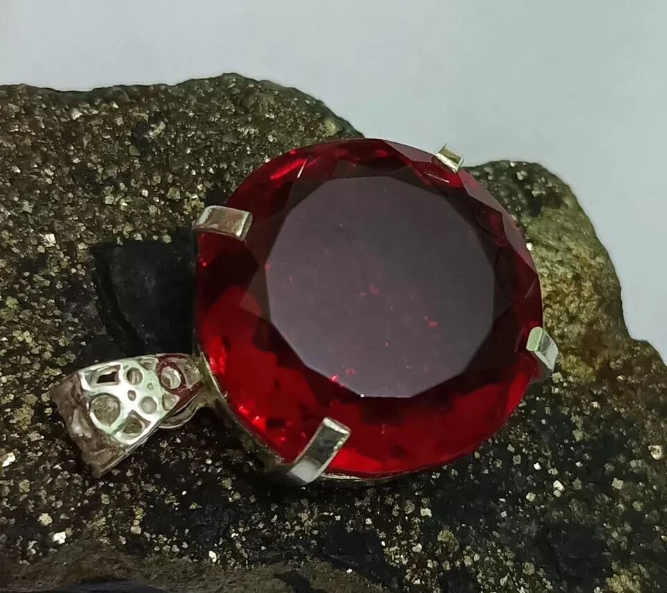 Certified Natural 84 Ct Brazilian Red Round Cut Topaz Pendant Loose Gemstone