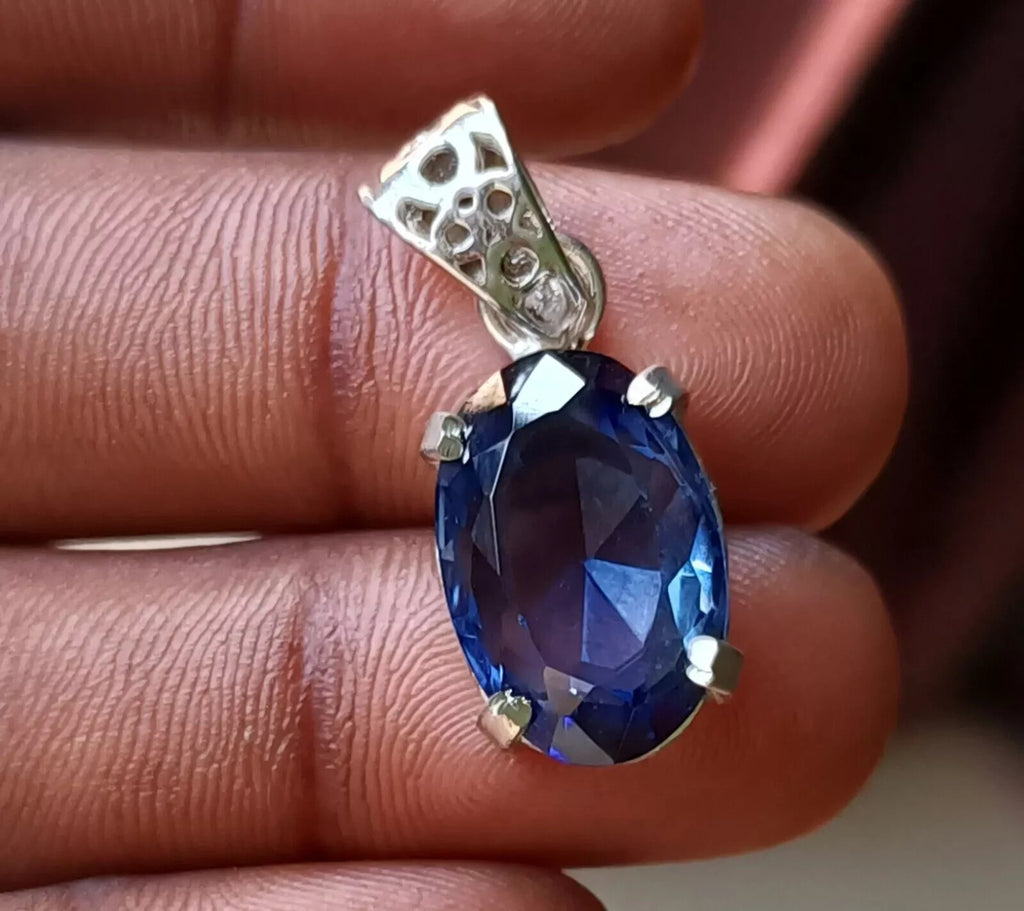 Certified 28.45 Ct Natural Blue Sapphire Oval Cut 925 Silver Pendant Gemstone