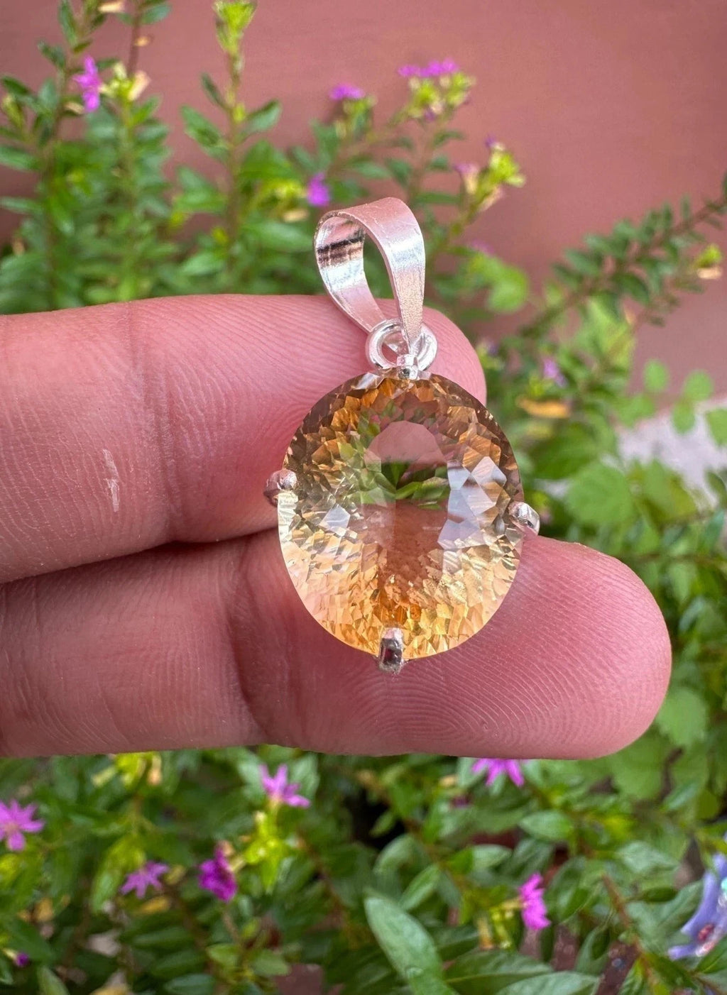CERTIFIED 21.30 CT Natural CITRINE QUARTZ Gemstone 925 Solid Silver Pendant