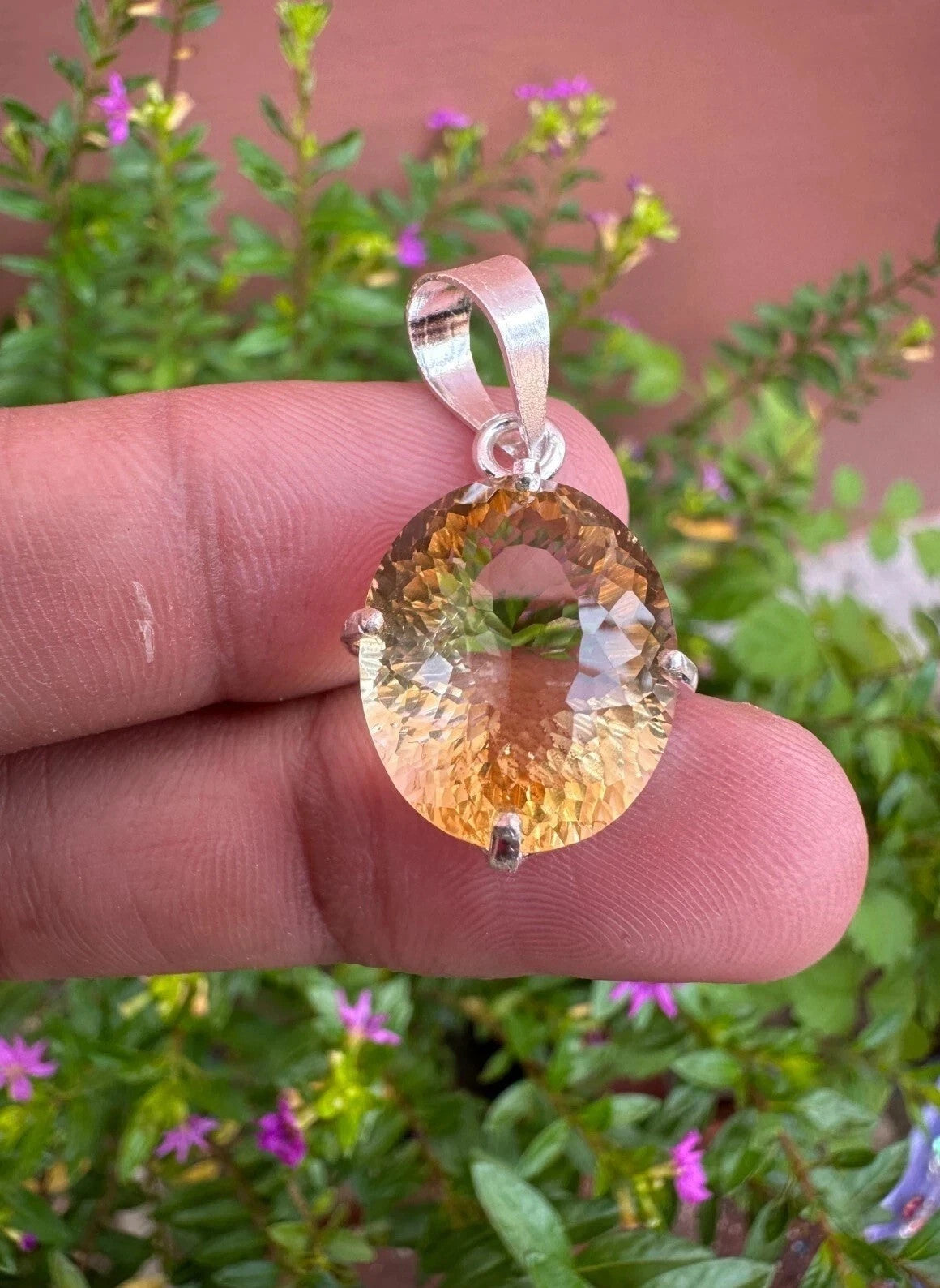 CERTIFIED 21.30 CT Natural CITRINE QUARTZ Gemstone 925 Solid Silver Pendant